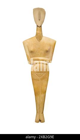 ART CYCLADIQUE, figurine féminine, du début de la période cycladide II phase Syros, (2800-2300 av. J.-C.) type canonique, variété Dokathismata. Attribué à l'AS Banque D'Images