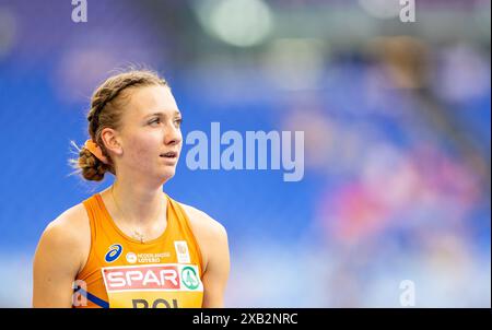 Rome, Italie. 10 juin 2024. ROME - Femke bol en action sur le 400 mètres haies lors de la quatrième journée des Championnats d'Europe d'athlétisme. ANP IRIS VAN DEN BROEK crédit : ANP/Alamy Live News Banque D'Images