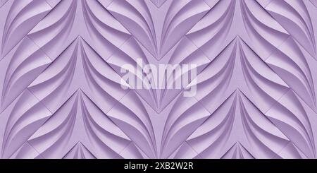 Cette image présente un design sans couture et complexe de fleurs en forme de cœur dans une teinte violette douce, rendu en 3D pour un papier peint vif et élégant Banque D'Images