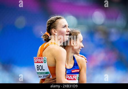 Rome, Italie. 10 juin 2024. ROME - Femke bol en action sur le 400 mètres haies lors de la quatrième journée des Championnats d'Europe d'athlétisme. ANP IRIS VAN DEN BROEK crédit : ANP/Alamy Live News Banque D'Images