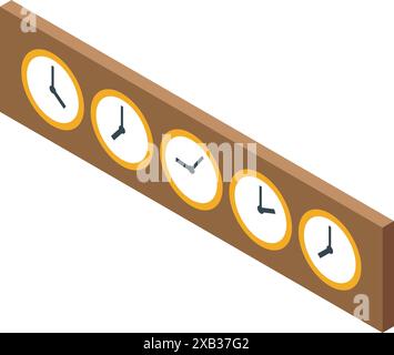 Horloge murale montre l'heure dans différents fuseaux horaires à travers le monde Illustration de Vecteur