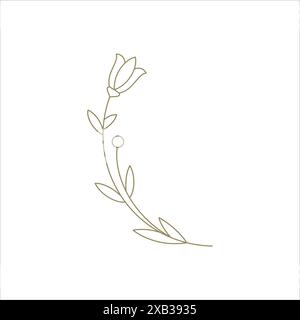 Belle fleur de tulipe avec tige courbe dessinée à la main décor minimaliste d'art de ligne pour illustration vectorielle de logo. Fleur botanique féminine élégante naturelle Illustration de Vecteur