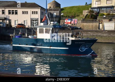 Une partie de la flotte de pêche à Port en Bessin France Banque D'Images