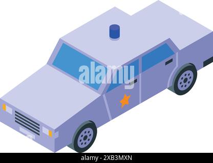 Voiture de police isométrique garée, représentant l'application de la loi et la sécurité dans un style moderne et minimaliste Illustration de Vecteur