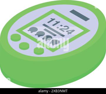Glucomètre montrant le taux de sucre dans le sang avec des icônes de personnes et de temps s'affichant à l'écran Illustration de Vecteur