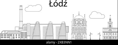 Lodz City skyline - illustration vectorielle d'art de ligne Illustration de Vecteur