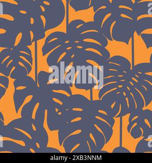 Fond tropical lumineux avec des plantes de la jungle. Motif exotique vectoriel avec des feuilles de palmier monstera. Illustration de Vecteur