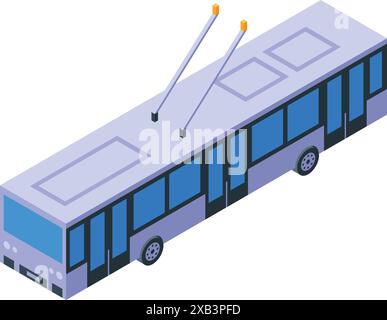 Cette icône isométrique représente un trolleybus moderne, soulignant son rôle dans les transports publics urbains Illustration de Vecteur