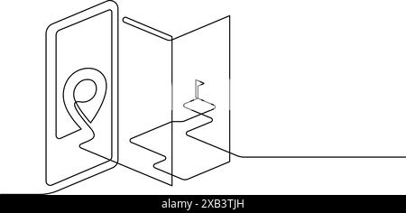 livraison de suivi de l'emplacement sur téléphone intelligent graphique une ligne dessinant une illustration de décoration continue Illustration de Vecteur