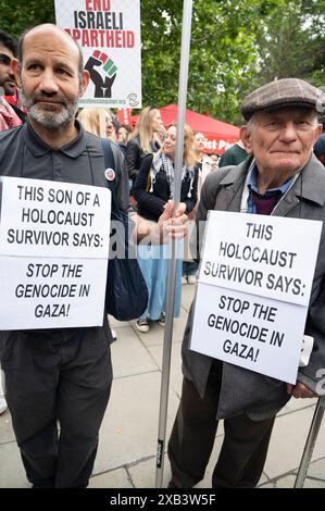 Le 8 juin 2024, des milliers de personnes se rassemblent à Russell Square, à Londres, pour manifester en faveur de la Palestine et pour protester contre la poursuite du bo israélien Banque D'Images