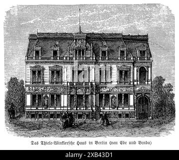 La maison Thiele-Winkler à Berlin, conçue par les architectes Gustav Ebe et Julius Benda, est un exemple étonnant de l'architecture de la fin du XIXe siècle. Ce grand édifice présente un mélange de styles néo-Renaissance et néo-baroque, reflétant l’opulence et les sensibilités artistiques de l’époque. La façade complexe, la pierre détaillée et les proportions élégantes en font un élément remarquable de l'histoire architecturale. Situé au cœur de Berlin, ce bâtiment représente le riche patrimoine culturel et l'évolution architecturale de la ville Banque D'Images