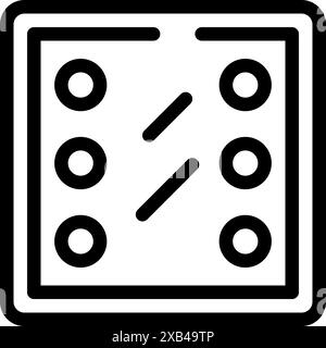 Icône de contour noir d'un écran de tablette fissuré affichant des cercles et des lignes Illustration de Vecteur