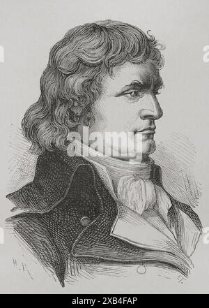 Jeanbon Saint-André (1749-1813) Politicien révolutionnaire français. Portrait. Gravure. "Histoire de la Révolution française". Volume I, 1876. Banque D'Images