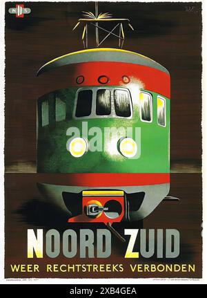 Noord Zuid Weer Rechtstreeks Verbonden - affiche de voyage vintage Banque D'Images