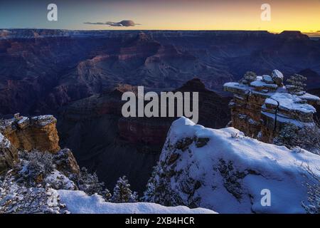 Vue avant l'aube sur le Grand Canyon depuis Mather point Banque D'Images