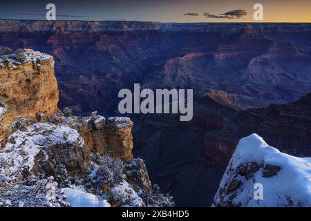 Vue avant l'aube sur le Grand Canyon depuis Mather point Banque D'Images