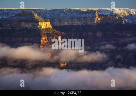 Matin d'hiver au-dessus du parc national du Grand Canyon vu de Mather point sur la rive sud Banque D'Images