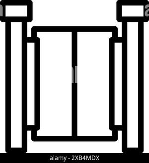 Icône minimaliste d'une double porte battante protégeant une entrée Illustration de Vecteur