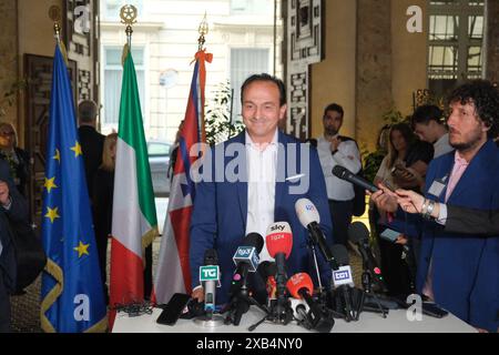 Turin, Italie. 10 juin 2024. Turin - élections régionales - gouverneur Alberto Cirio du centre-droit, conférence de presse après sa reconfirmation en tant que gouverneur du Piémont usage éditorial seulement crédit : Agence photo indépendante/Alamy Live News Banque D'Images