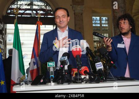 Turin, Italie. 10 juin 2024. Turin - élections régionales - gouverneur Alberto Cirio du centre-droit, conférence de presse après sa reconfirmation en tant que gouverneur du Piémont usage éditorial seulement crédit : Agence photo indépendante/Alamy Live News Banque D'Images