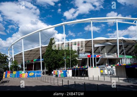 Symbolbild / Themenfoto Stadion mit Branding, GER, Stadium Open Media Day Arena Stuttgart, Fussball, UEFA Euro 2024, 10.06.2024 Foto : Eibner-Pressefoto/Michael Memmler Banque D'Images