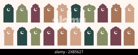 Forme de porte islamique et silhouette de fenêtre arc arabe. Collection de motifs dans le style oriental. Cadres en design arabe musulman pour Ramadan Kareem Illustration de Vecteur