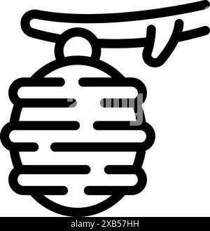 Nichoir rond suspendu à une branche d'arbre pour que les oiseaux puissent nicher à l'intérieur Illustration de Vecteur