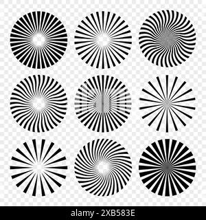 Elément radial Sunburst. Ensemble de rayons de soleil et de rayons Illustration de Vecteur