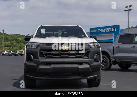 West Harrison - 9 juin 2024 : Chevrolet Colorado WT 4WD cabine multiplace. Chevrolet propose le Colorado avec un moteur turbocompressé de 2,7 L. MY:2024 Banque D'Images