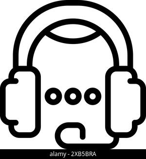 Une simple icône de casque est représentée avec trois points représentant l'écoute active et la communication Illustration de Vecteur