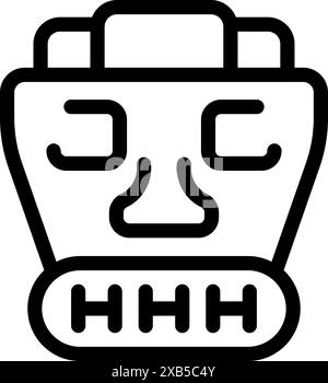 L'idole antique avec les yeux fermés et la bouche grande ouverte montrant les dents fait un son Illustration de Vecteur