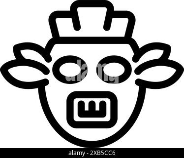 Illustration de visage d'idole tiki simple et moderne dans un style d'art au trait Illustration de Vecteur