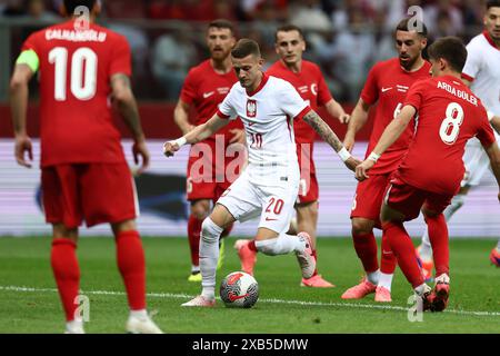 Varsovie, Pologne. 10 juin 2024. Sebastian Szymanski de Pologne lors du match amical international de football entre la Pologne et Turkiye le 10 juin 2024 au PGE Narodowy à Varsovie, Pologne - photo Piotr Matusewicz/DPPI crédit : DPPI Media/Alamy Live News Banque D'Images