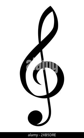 Treble clef symbole musical G-clef, illustration noir et blanc de la clé de musique Illustration de Vecteur