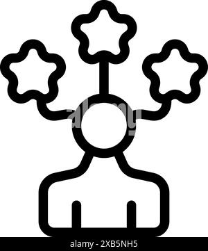 Icône de ligne d'un homme d'affaires faisant des connexions avec trois étoiles symbolisant une stratégie d'entreprise réussie Illustration de Vecteur