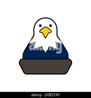 Bald Eagle Bird Sits illustration vectorielle d'icône. Image générée PAR IA. Icône de création de dessin animé clipart Illustration de Vecteur