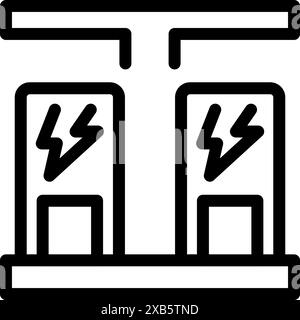 Cette icône simple représente une double borne de recharge pour les véhicules électriques, soulignant le besoin croissant de solutions de transport durables Illustration de Vecteur