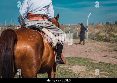 Bottes traditionnelles argentines en Patagonie. Banque D'Images
