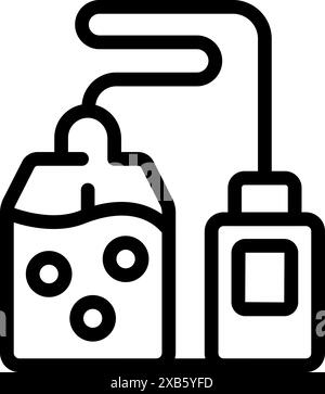 Icône représentant un goutte-à-goutte intraveineux qui distribue une solution saline dans une poche de sang Illustration de Vecteur