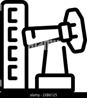 Icône de dessin au trait représentant un cric de pompe à huile extrayant du pétrole brut du sol Illustration de Vecteur