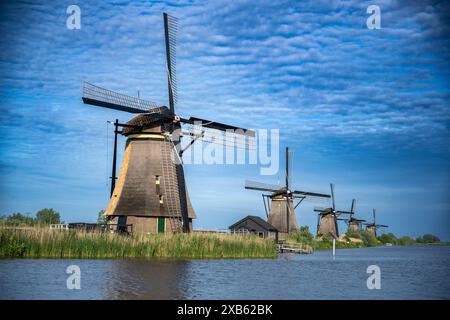 UNESCO Werelderfgoed Kinderdijk Molens, anciens moulins à vent de Kinderdijk à Rotterdam, pays-Bas Banque D'Images