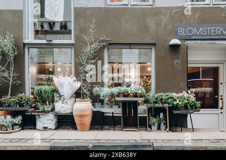 Copenhague, Danemark - 13 mars 2024 : belle boutique de fleurs dans le centre de Copenhague Banque D'Images