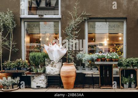 Copenhague, Danemark - 13 mars 2024 : belle boutique de fleurs dans le centre de Copenhague Banque D'Images