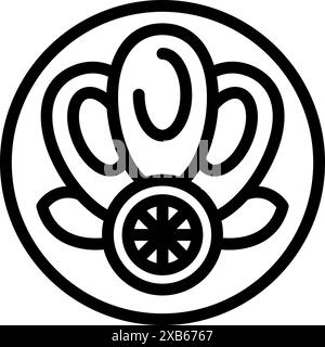Ce design captivant présente un arrangement audacieux et symétrique d'éléments floraux stylisés dans un cadre circulaire Illustration de Vecteur