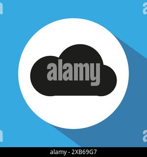 Vecteur d'icône de nuage. Fond bleu. Symbole météo graphique. Illustration simple. Illustration de Vecteur