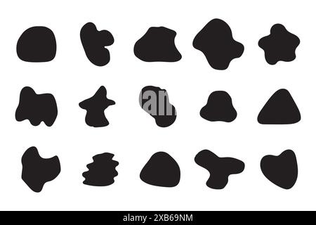 Collection de formes organiques abstraites. Formes vectorielles de silhouette. Éléments d'art moderne. Icônes noires de forme libre. Illustration de Vecteur