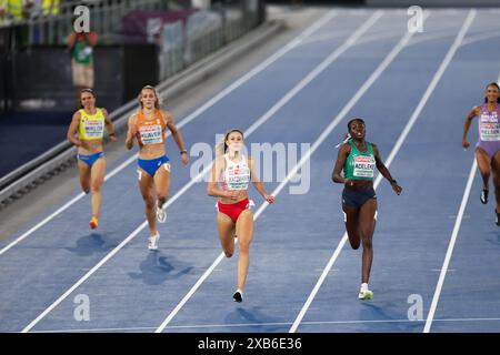 Rome, Italie. 10 juin 2024. Natalia Kaczmarek (C), polonaise, participe à la finale du 400m féminin aux Championnats d'Europe d'athlétisme de Rome 2024 à Rome, Italie, le 10 juin 2024. Crédit : Li Jing/Xinhua/Alamy Live News Banque D'Images