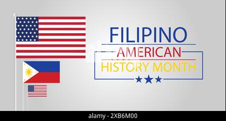 Célébration du mois de l'histoire du patrimoine philippin américain avec USA Flag Design Illustration de Vecteur