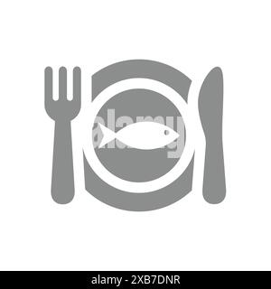 Icône vectorielle de restaurant de fruits de mer. Fruits de mer, symbole de repas de poisson. Illustration de Vecteur