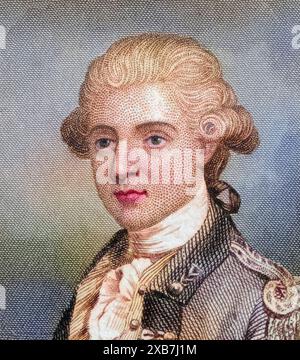 John Andre, 1750 bis 1780. Britischer Armeeoffizier, der während des Amerikanischen Unabhängigkeitskrieges als Spion gehängt wurde., digital restaurierte Reproduktion von einer Vorlage aus dem 19. Jahrhundert, date du dossier non précisée Banque D'Images